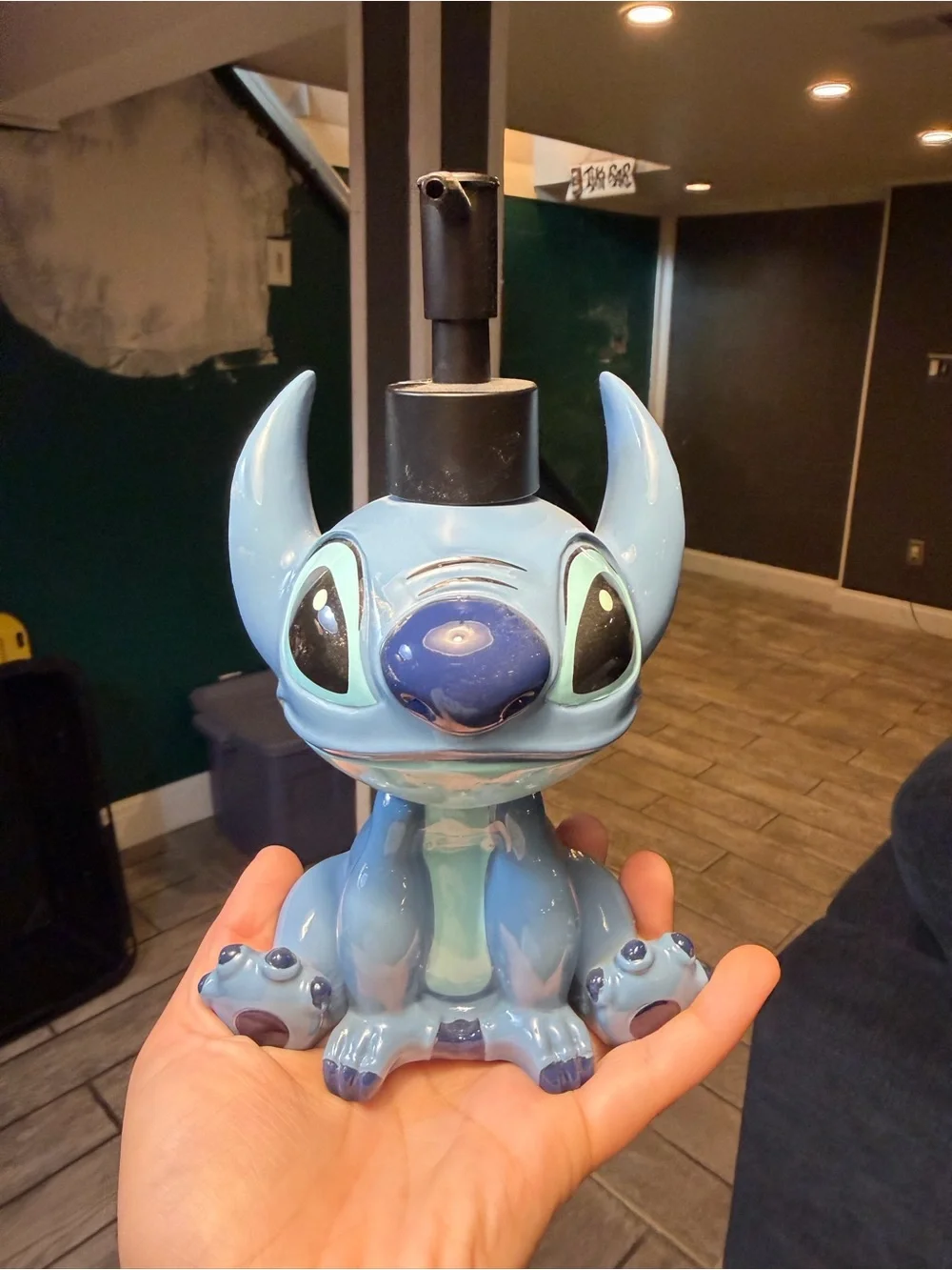 Blue Stitch Ceramic Soap Dispenser - Cute Character Bath Accessory